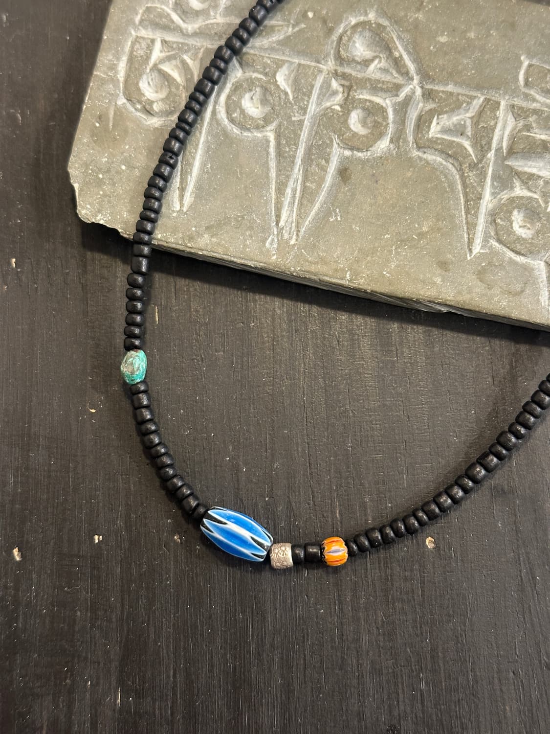 Musta glass beads turquoise black neckla 상품이미지5