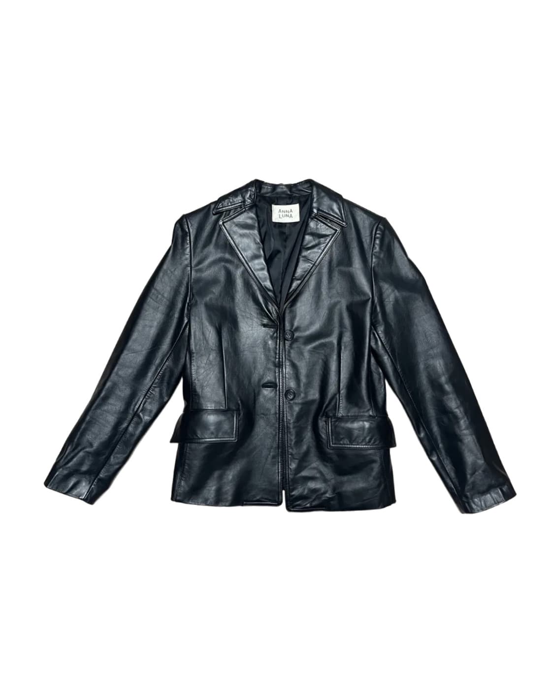 Classic black leather jacket 상품이미지1