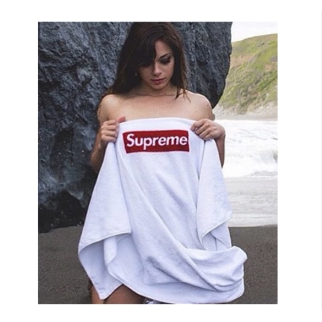 슈프림 14SS 박스로고 비치타월 화이트 상품이미지7