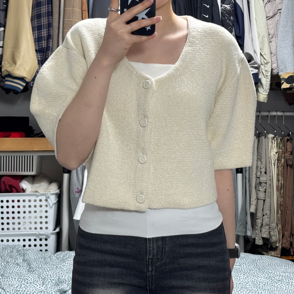 GROVE 그로브 크롭 니트 가디건 상품이미지1