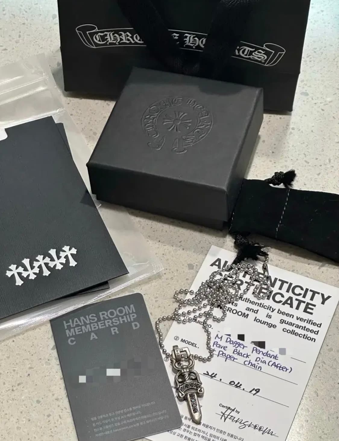 크롬하츠 M 대거 팬던트(파베 블랙다이아) 상품이미지1