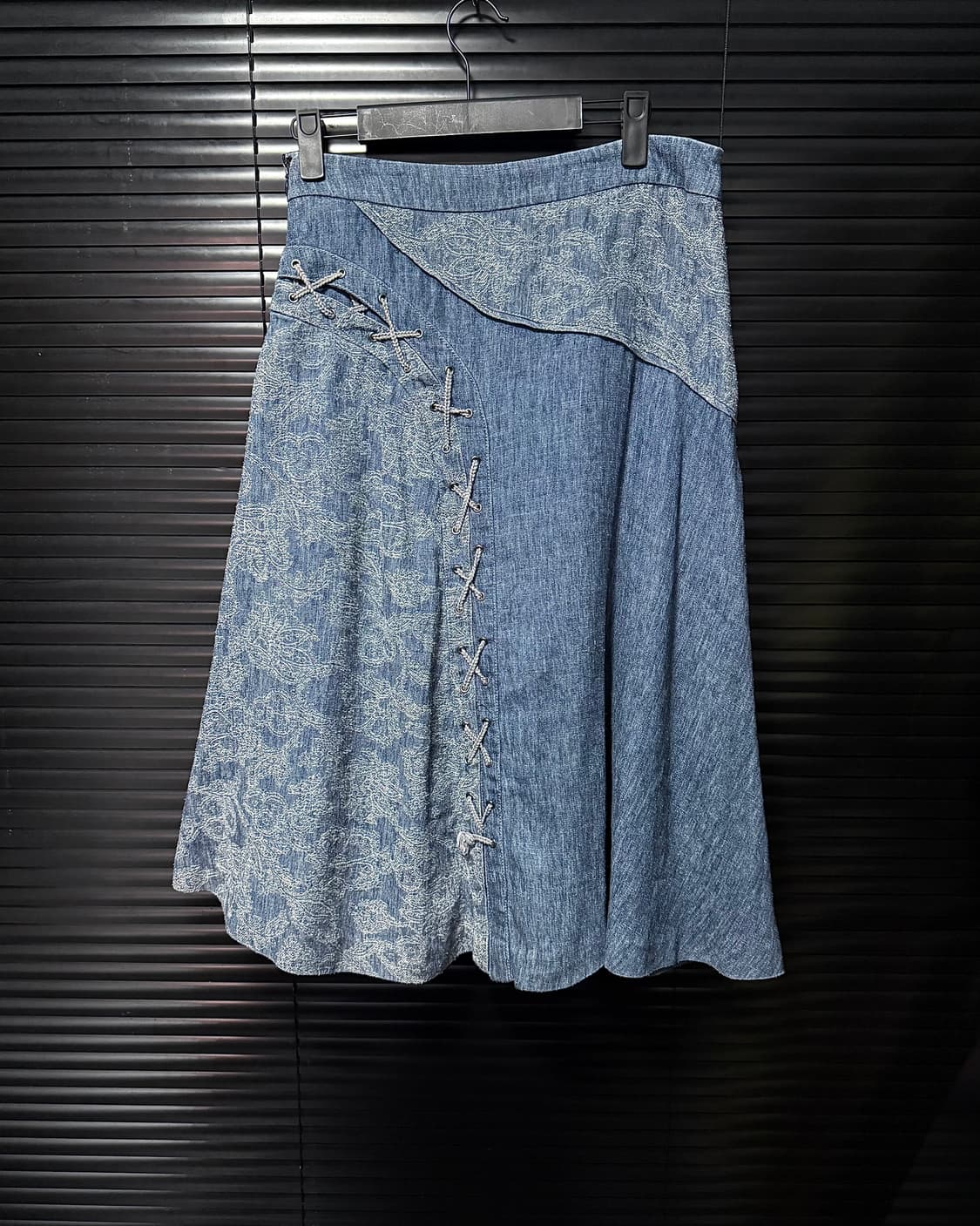 BLU:ANPEPE 일본 플라워 꽃 끈 웨스턴 에스닉 데님 치마 29 상품이미지5