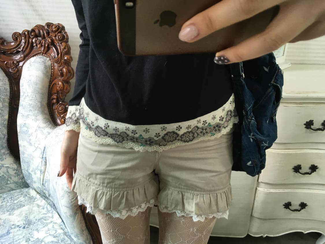  mori beige lace ribbon half pants 상품이미지6