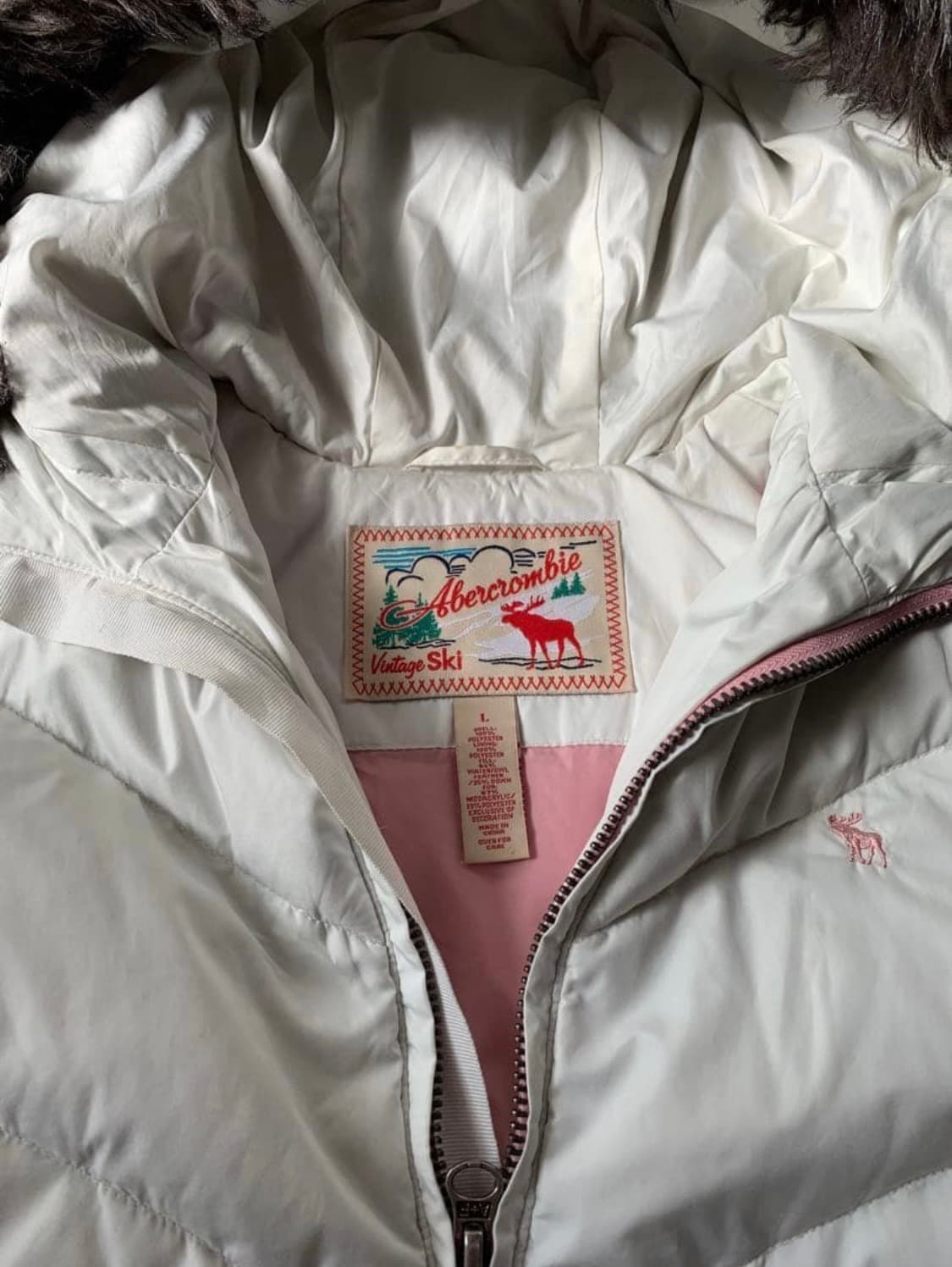 유일매물)아베크롬비 핑크순록 울프죠 퍼 패딩 상품이미지2