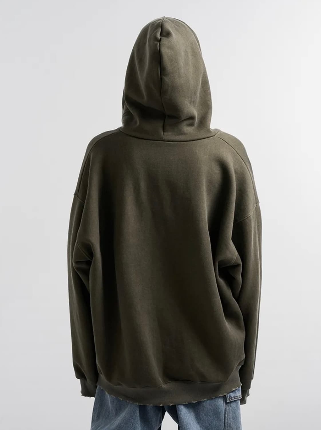 Yeel DAMAGE WIDE FIT ZIP-UP 후드집업 카키 상품이미지3