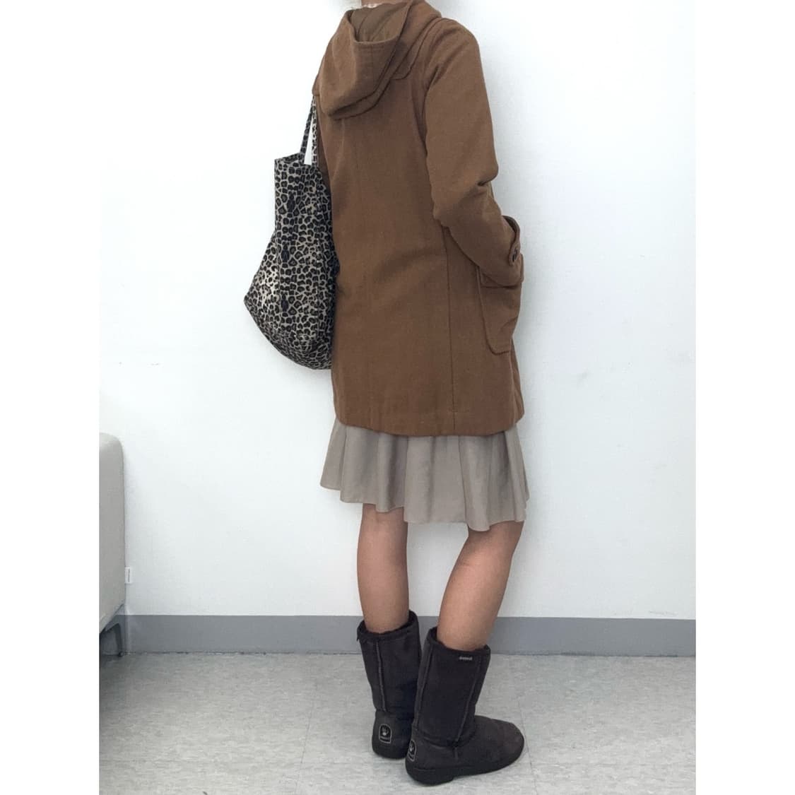 빈티지 브라운 후드 더플 코트 상품이미지3