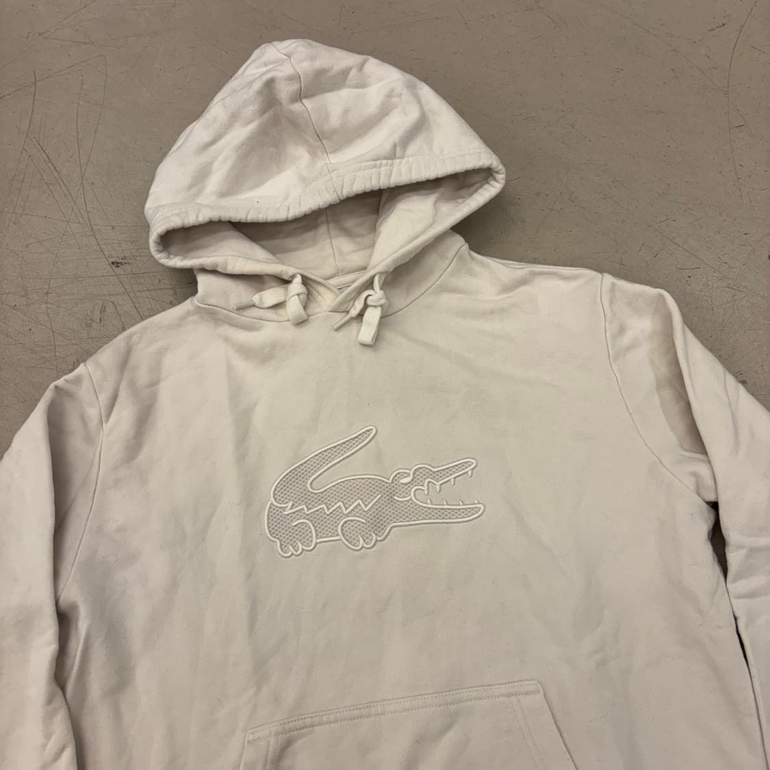 라코스테 빅로고 화이트 후드티 상품이미지2