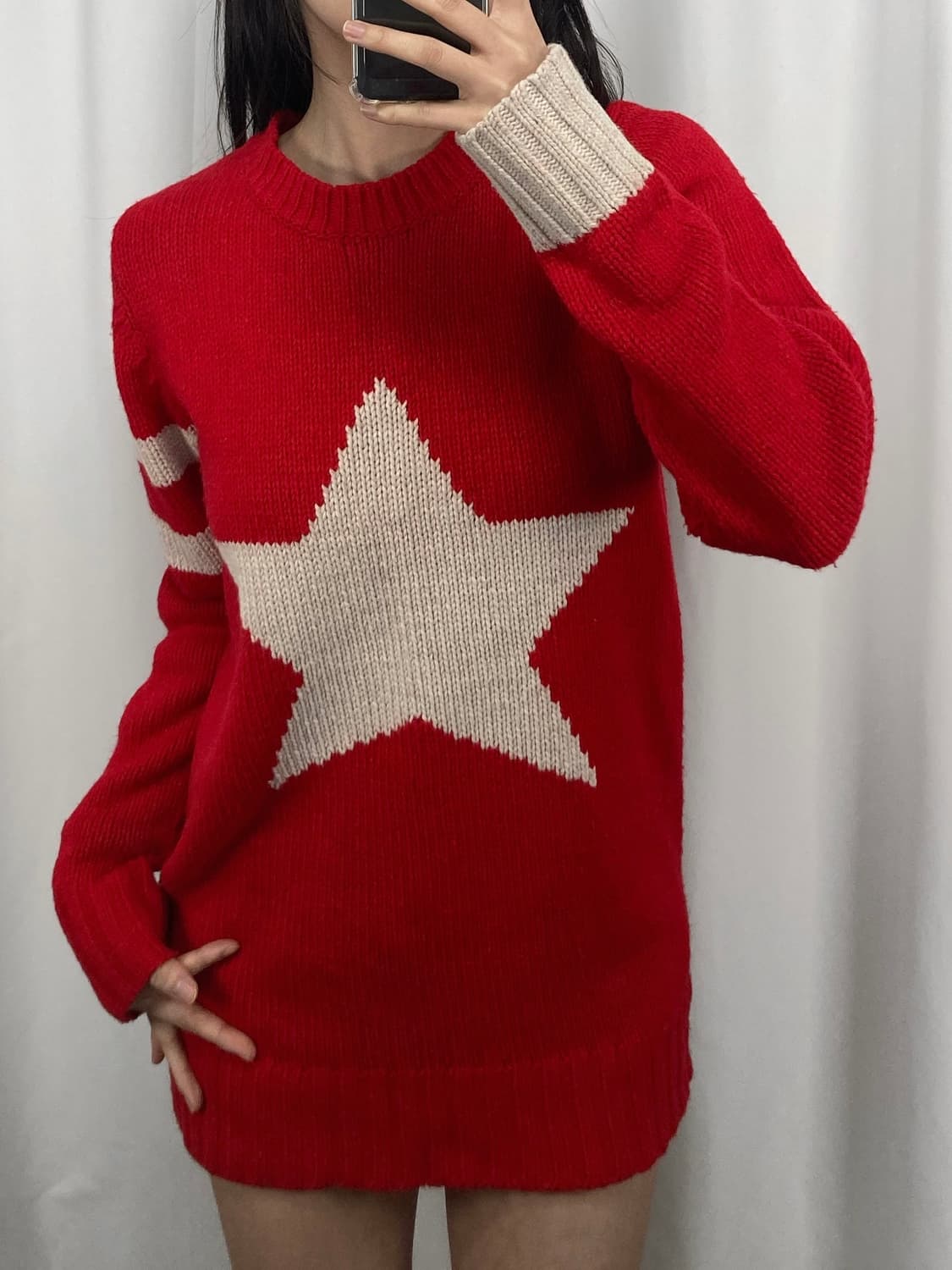 빔즈 레드 스타 니트 상품이미지2