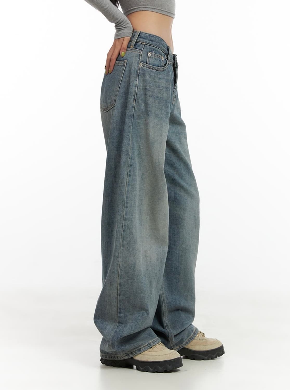 Washed Low-Waist Baggy Jeans 상품이미지1