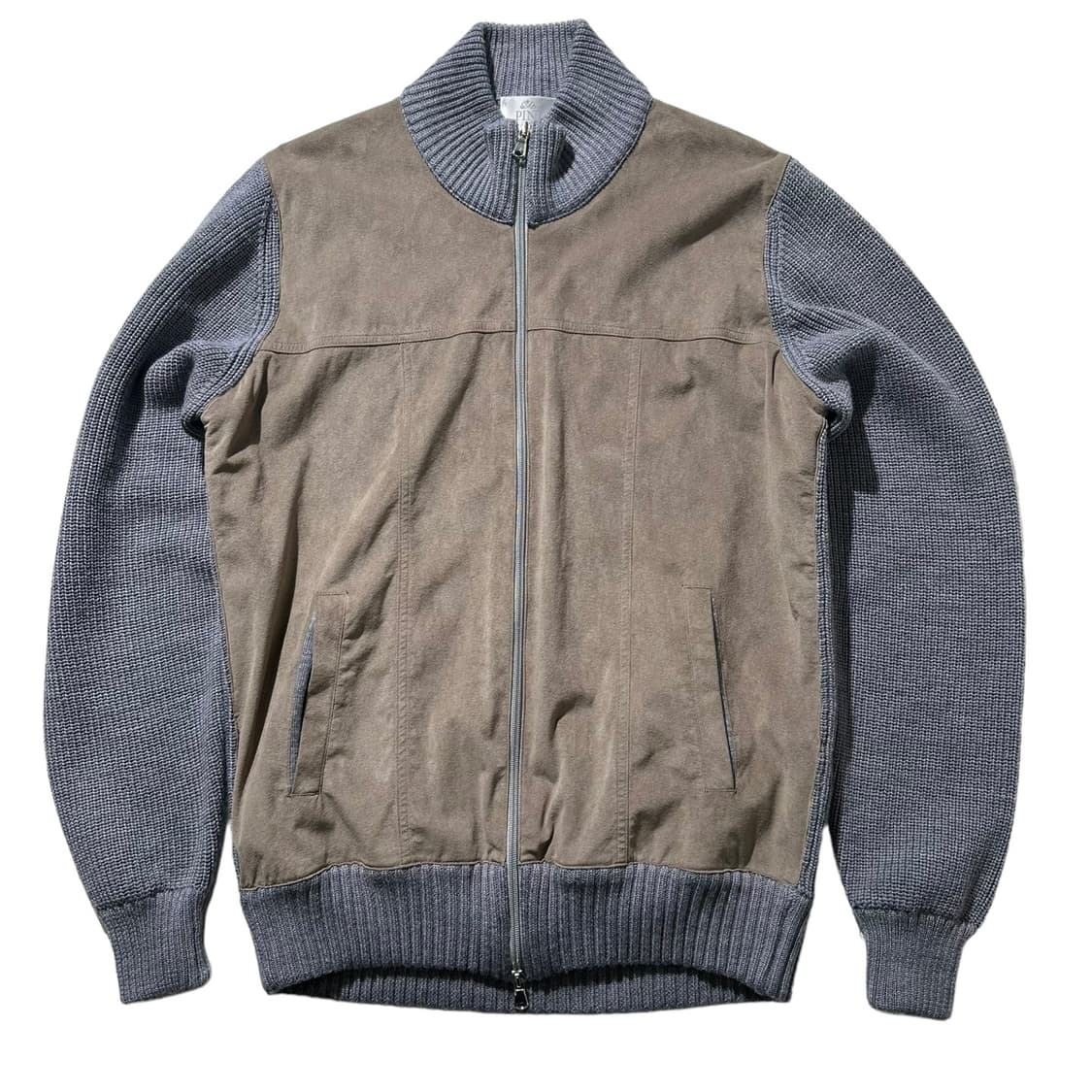 PINI 울 배색 니트 집업 가디건 상품이미지1