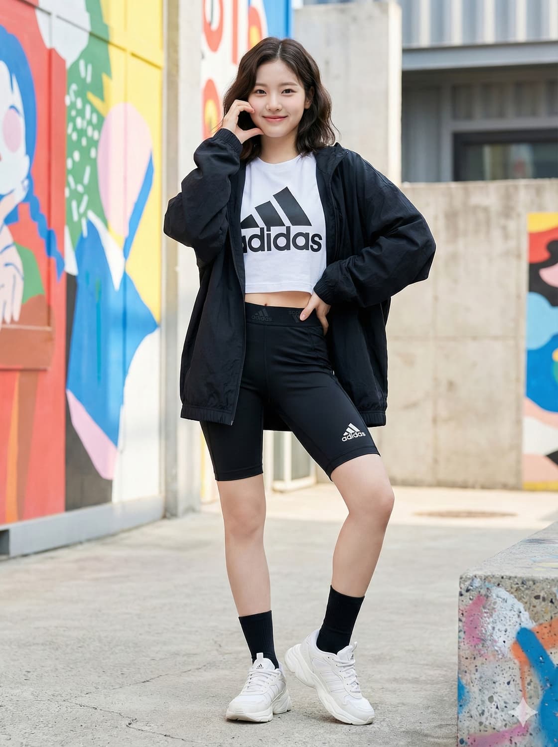 아디다스 블랙 반바지 레깅스_M 상품이미지1