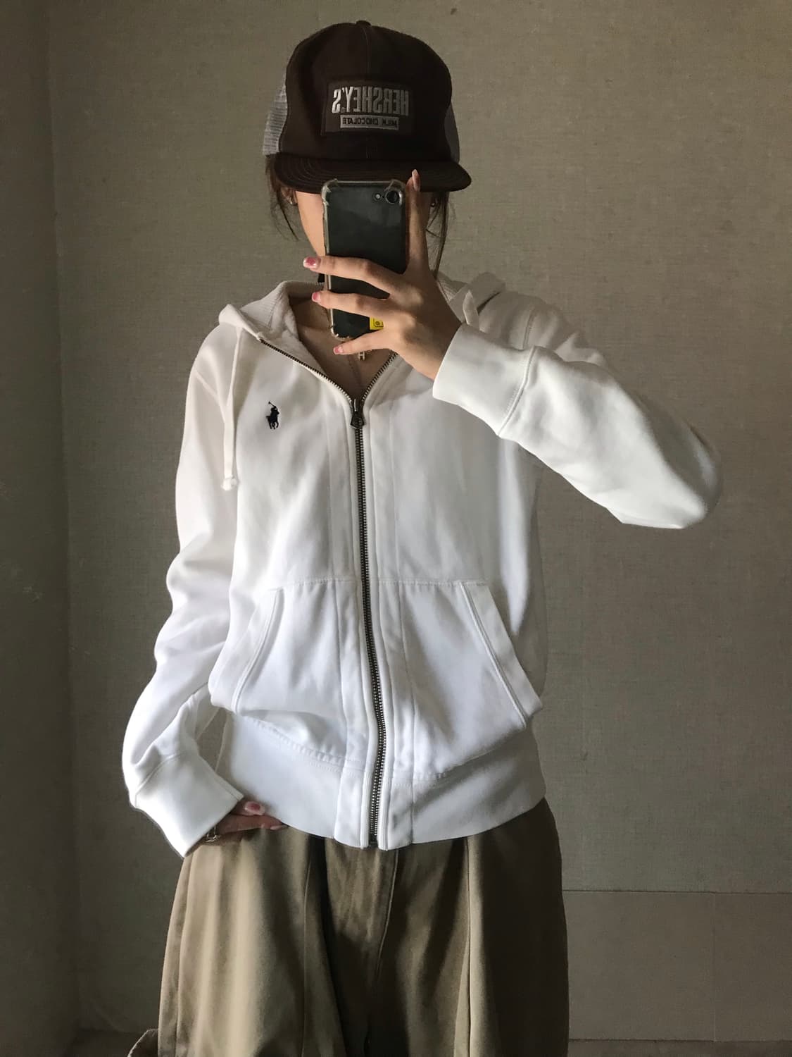 폴로 화이트 후드집업 상품이미지3