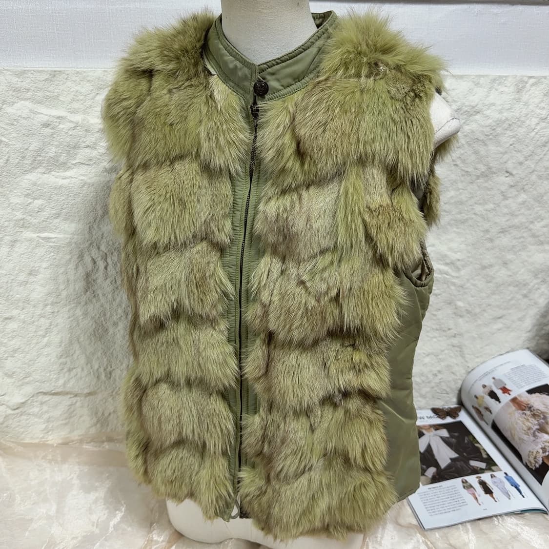빈티지 말차 여우털 조끼 베스트 상품이미지1
