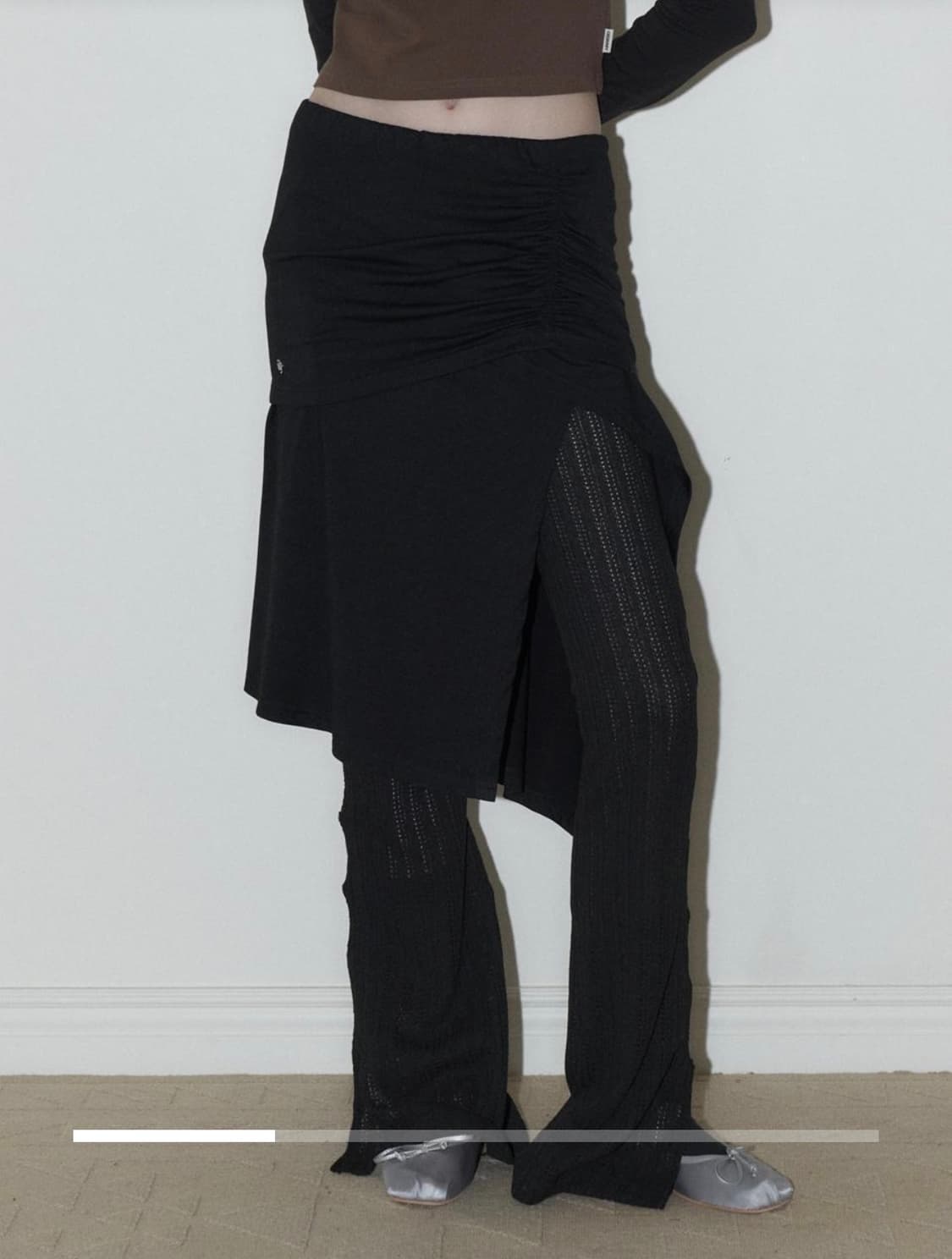 오디너리홀리데이 져지 언발란스 스커트 [BLACK] 상품이미지1