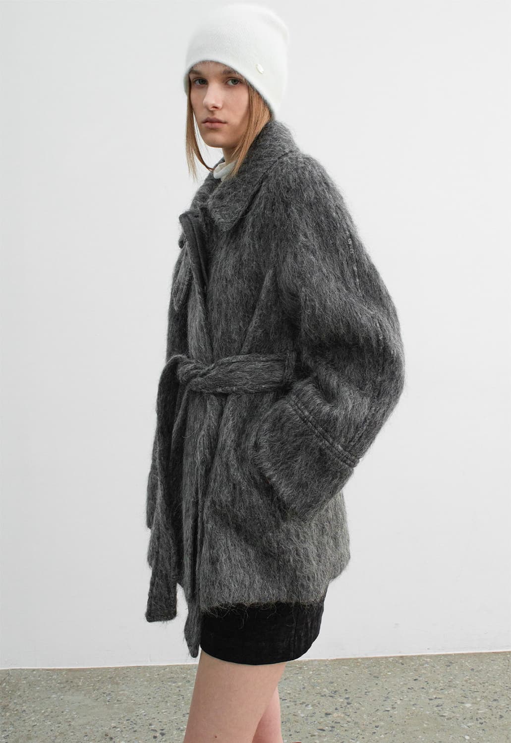 Atelier Nain 모헤어 울 벨트 하프 코트 상품이미지5