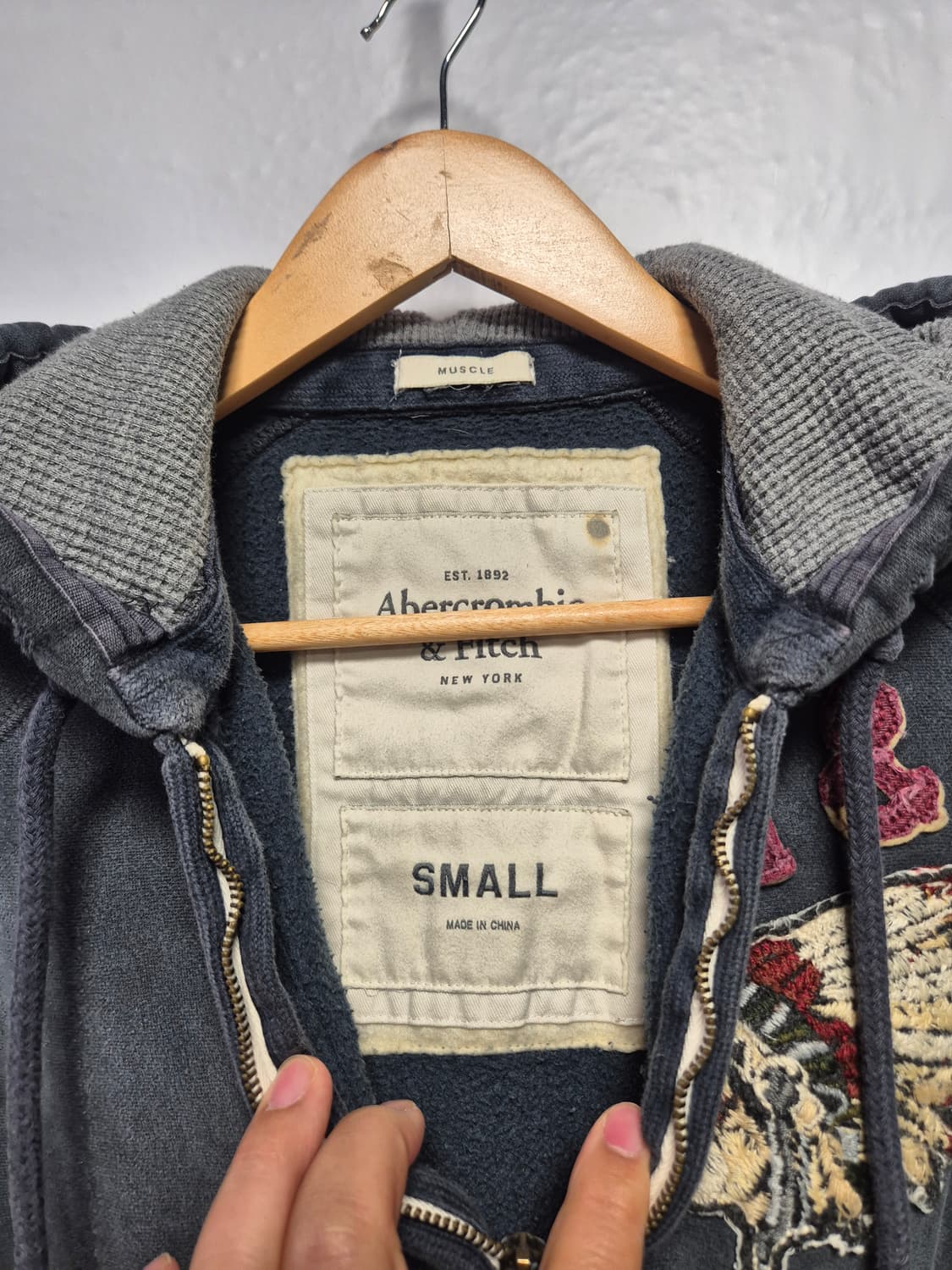 90 아베크롬비 Y2K 올드스쿨 인디언자수 반집업후드티 S사이즈 상품이미지4