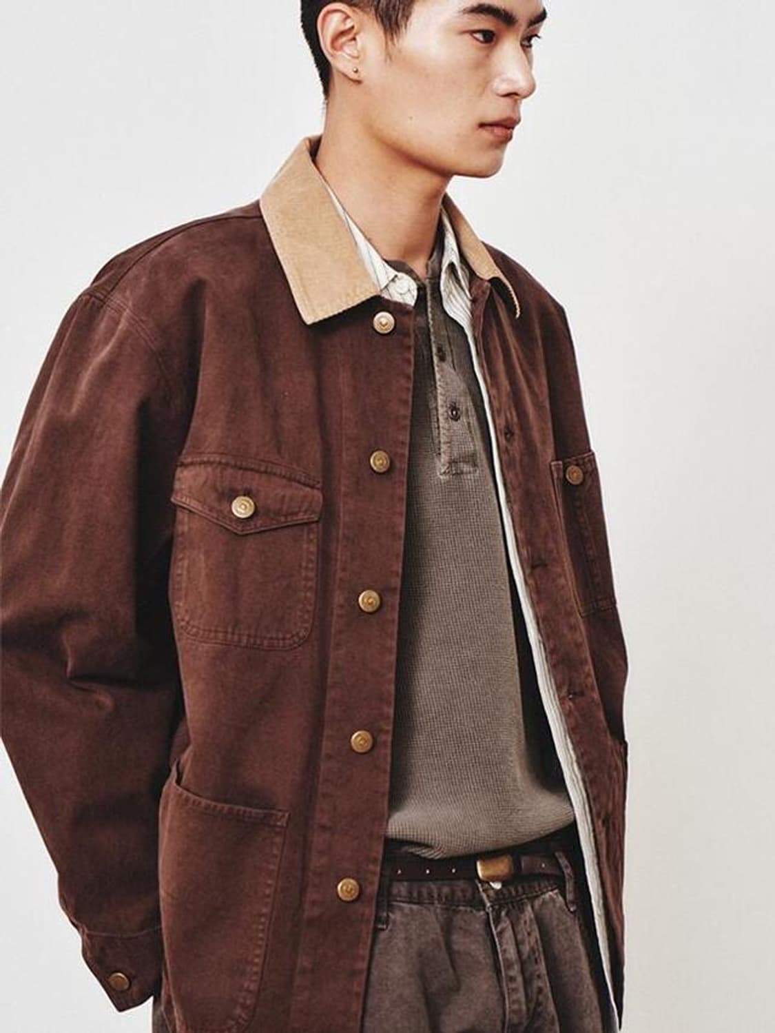 아트이프액츠 / 가먼트 워시드 초어자켓 빈티지 브라운 / XL 상품이미지2