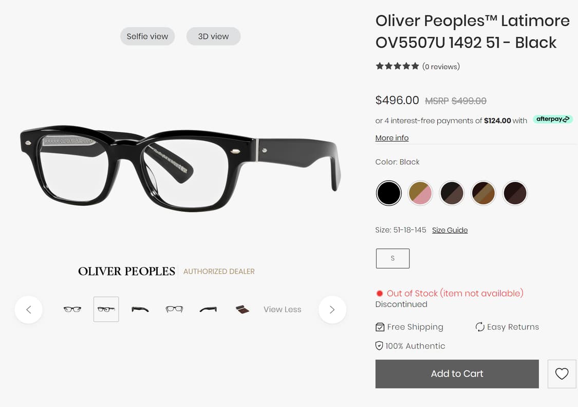 올리버 피플스 latimore 블랙 볼드 뿔테 안경 0181 상품이미지8