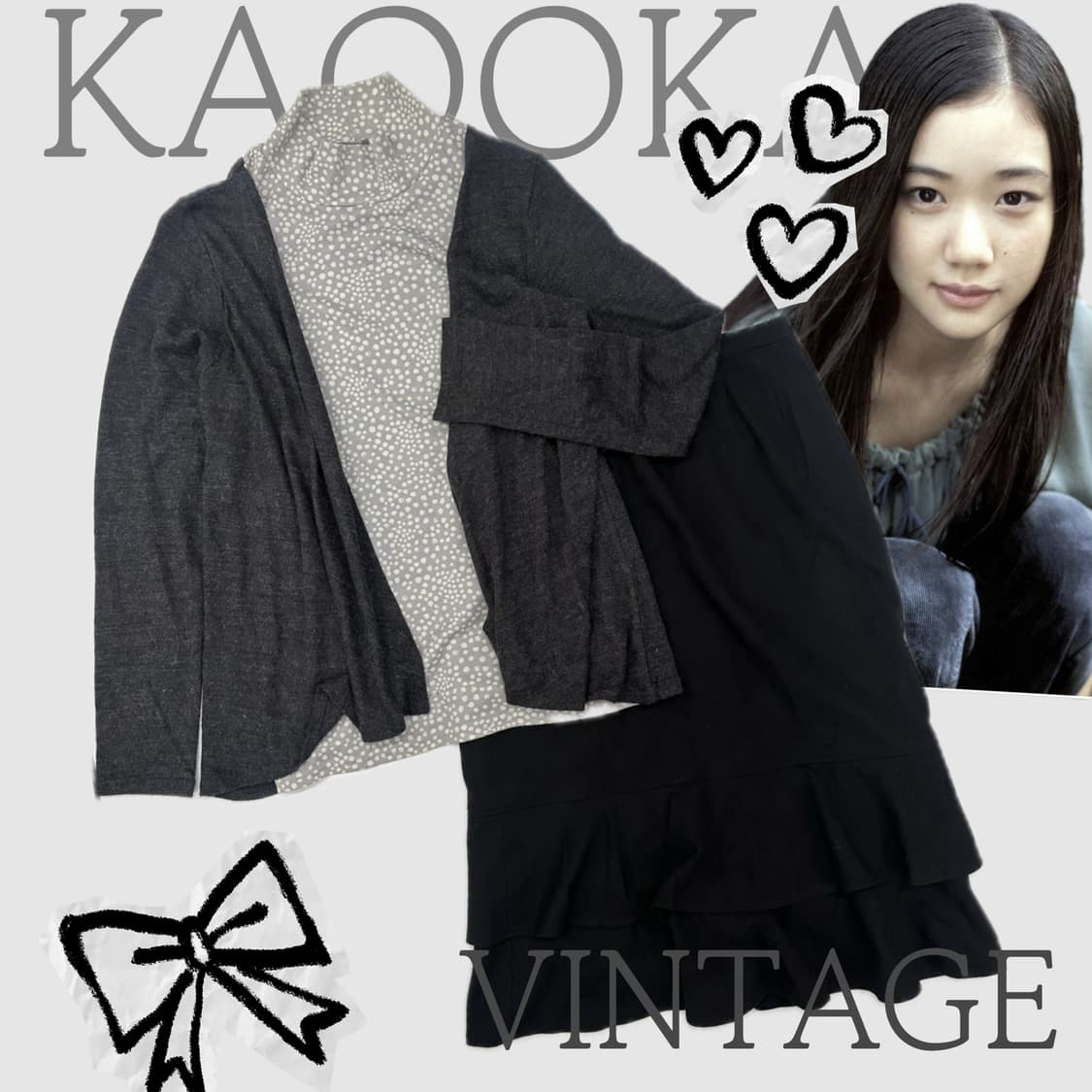 🪶하구미의 레이어드 코디세트🪶 미디스커트 블랙 그런지 오리엔탈 상품이미지1