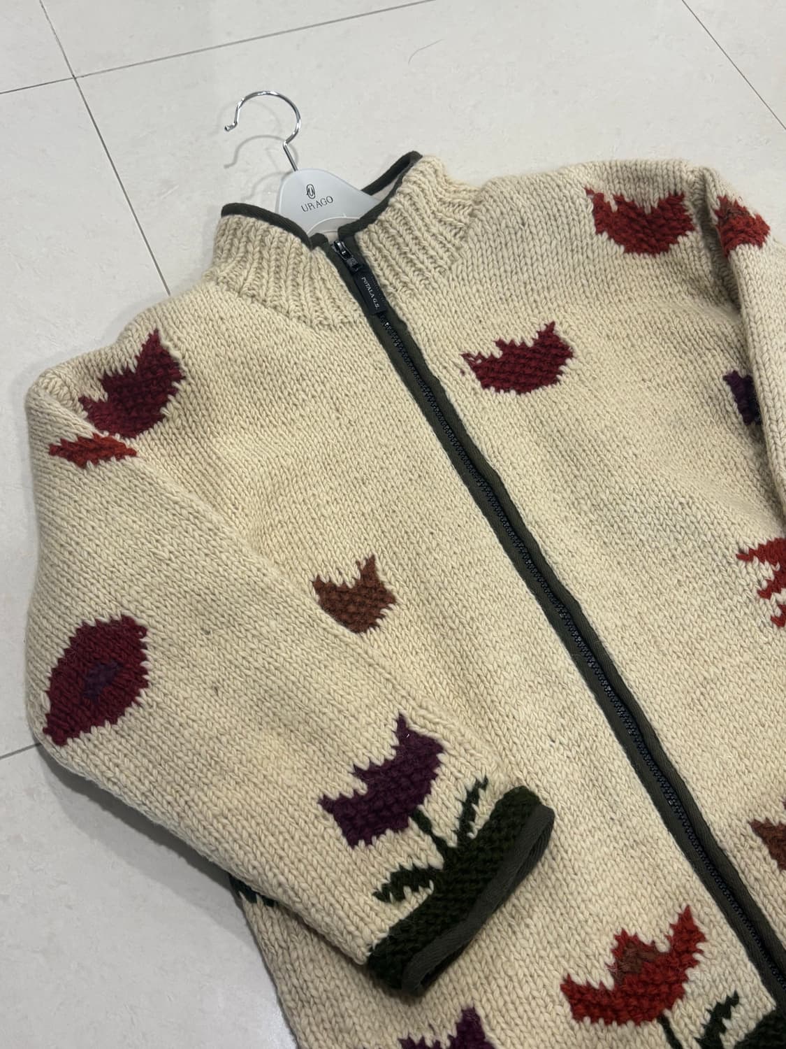 [VINTAGE] 튤립 자수 울 니트집업 (POTALA G.S.) 상품이미지1