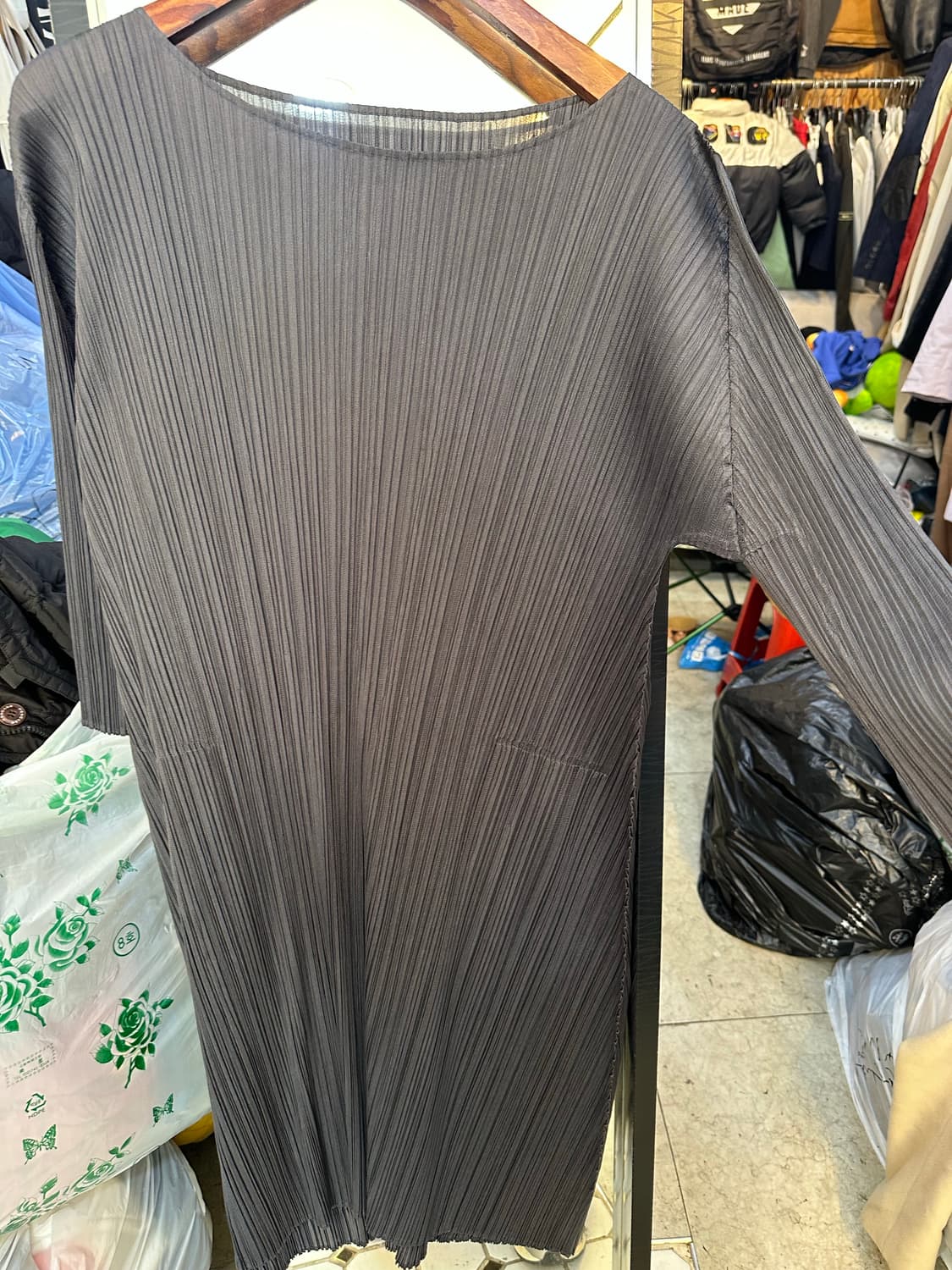 회색 플리츠 플리즈 롱원피스 상품이미지3