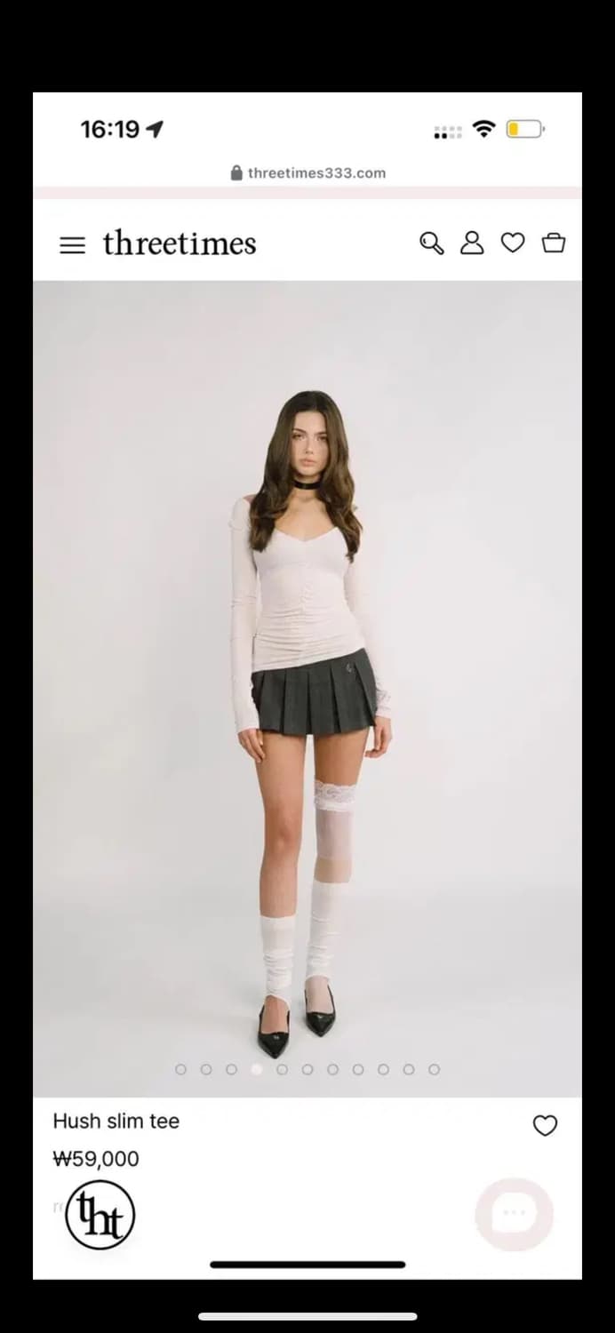 쓰리타임즈 허쉬 슬림티 핑크 M 상품이미지1