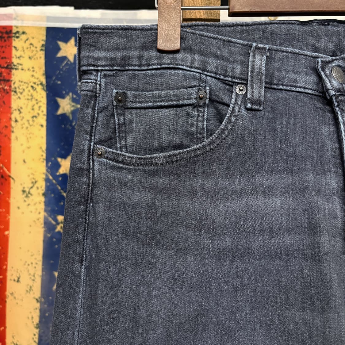  현행 리바이스 505 레더탭 유드즈페이드 블루블랙 데님팬츠 N392 상품이미지5
