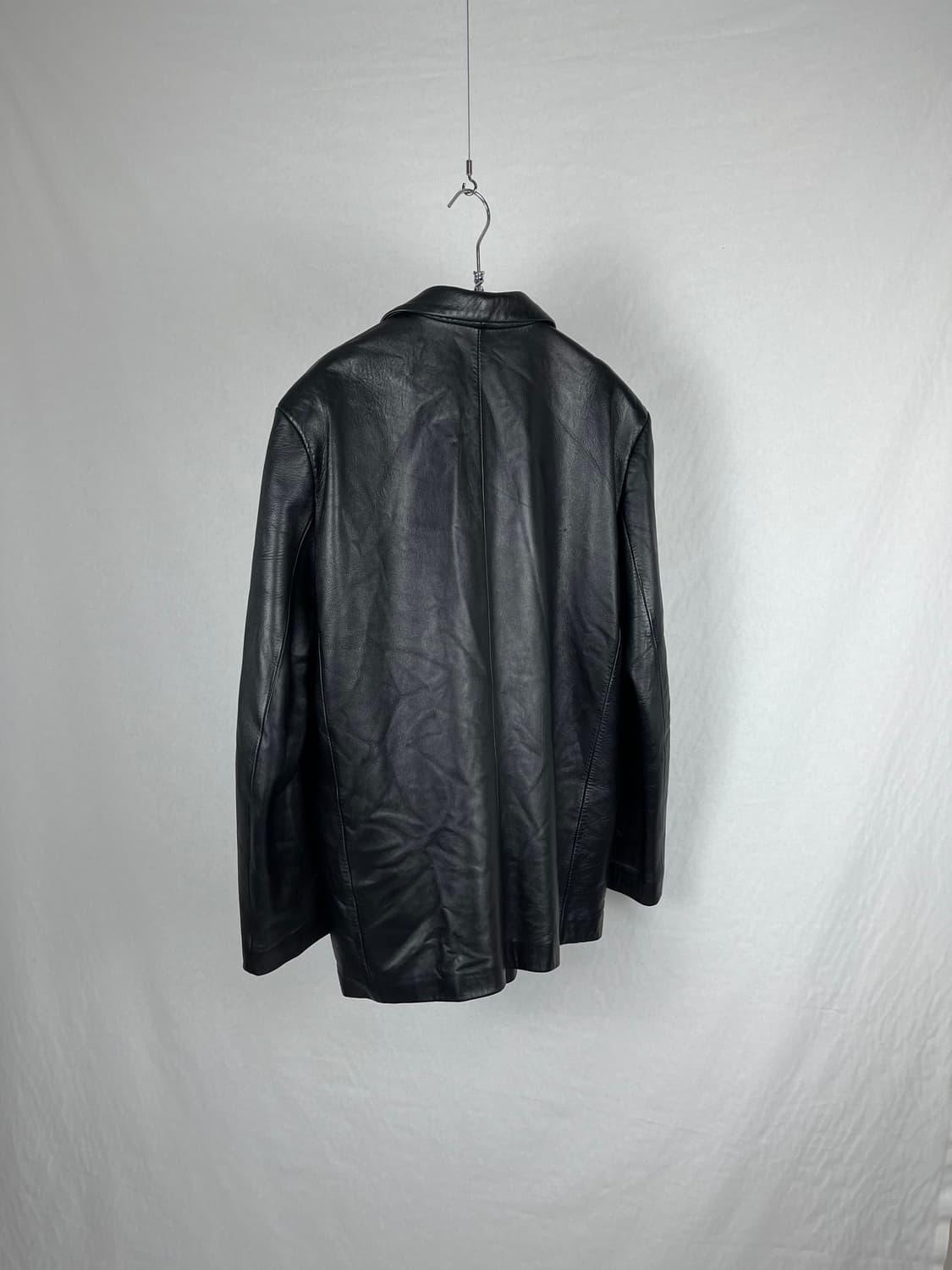 90s GIORGIO ARMANI 아카이브 리얼레더 3버튼 블레이저 상품이미지4