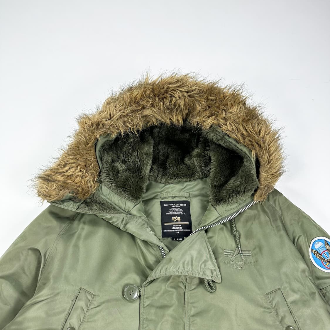 (하자존재) 알파인더스트리 미군 복각 n3b 파카 카키 XL 상품이미지3