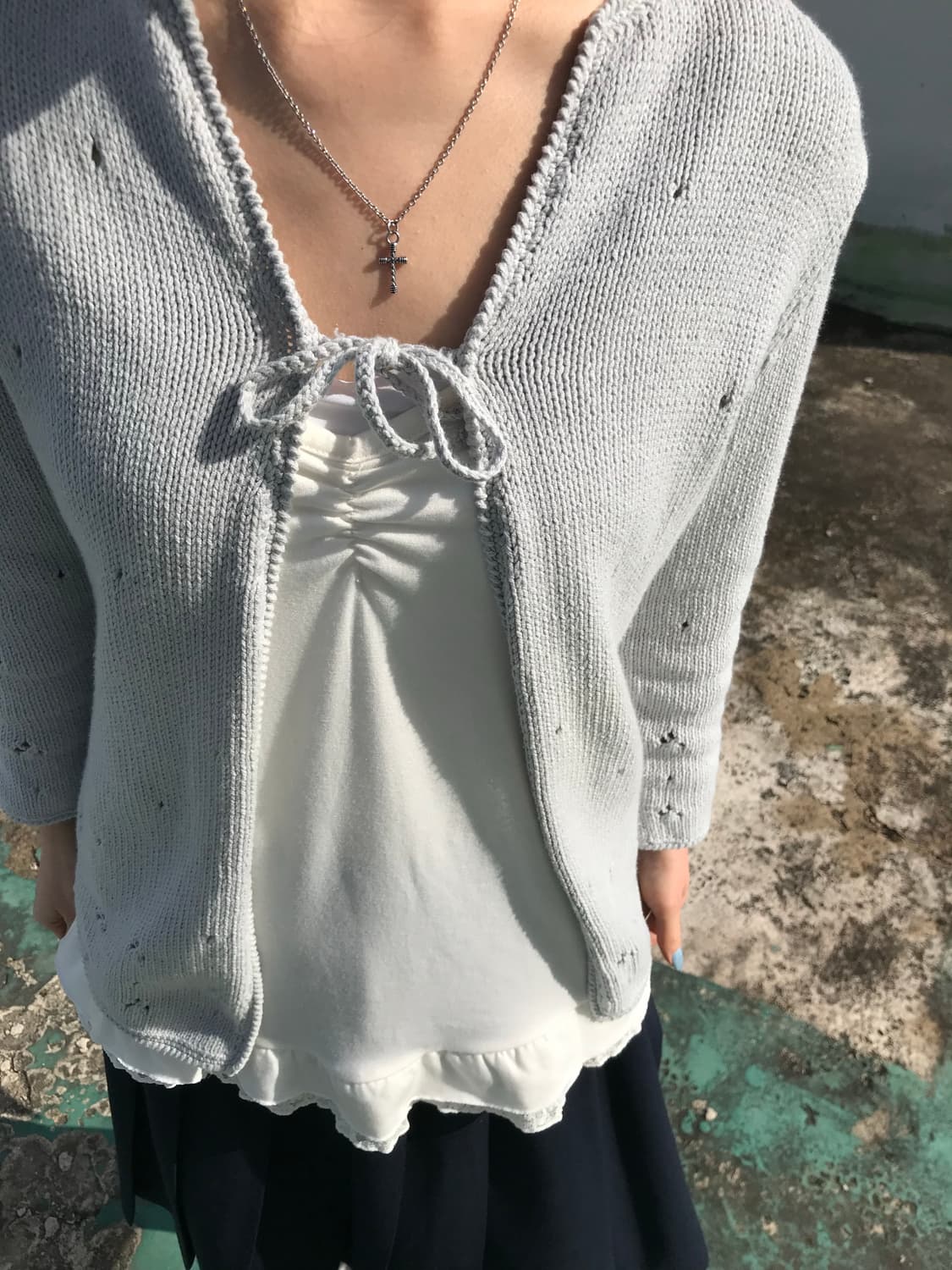 소프트블루 니트 가디건 상품이미지4