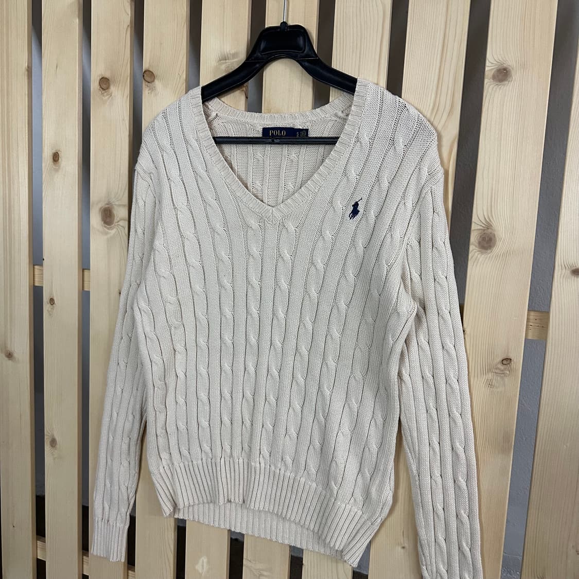 (S) 폴로 랄프로렌 크림 케이블 브이넥 니트 상품이미지2