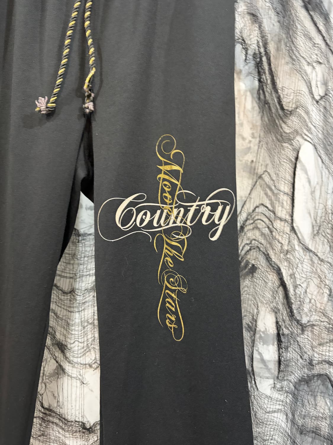 Y2K cross lettering Glitter pants 상품이미지5