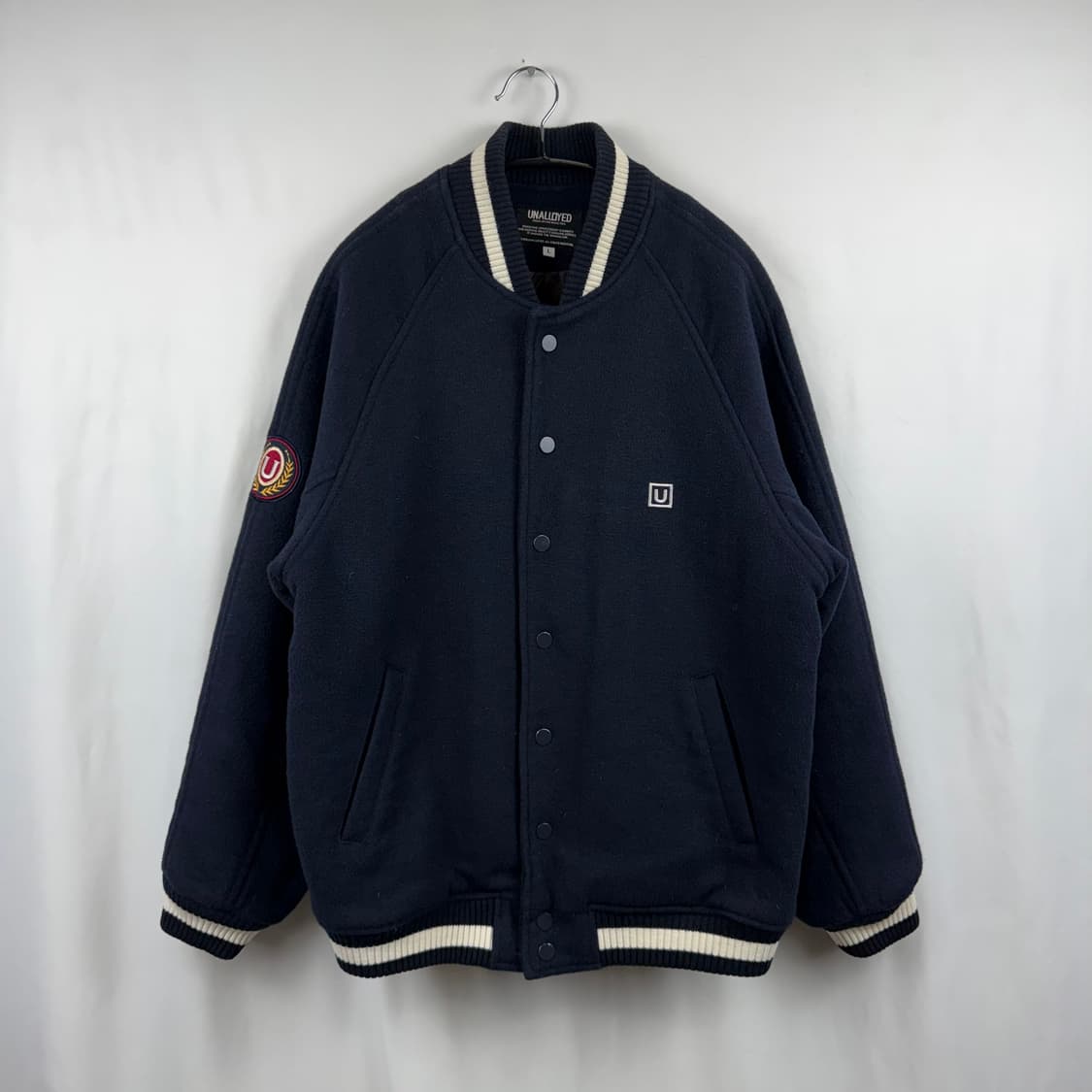 (L) 어널로이드 울 혼방 바시티 자켓 네이비 상품이미지2