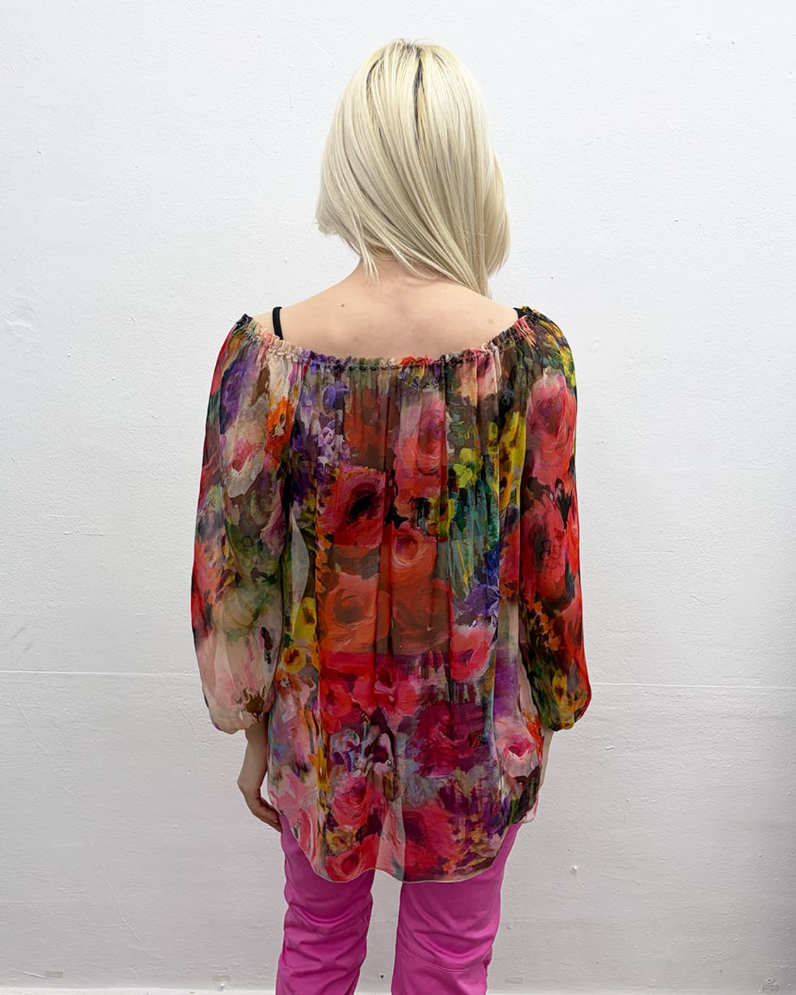 블루마린 플로럴 실크 블라우스 상품이미지2