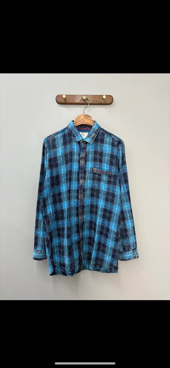 빈티지 블루 체크 무늬 플란넬 셔츠 H1460 상품이미지2