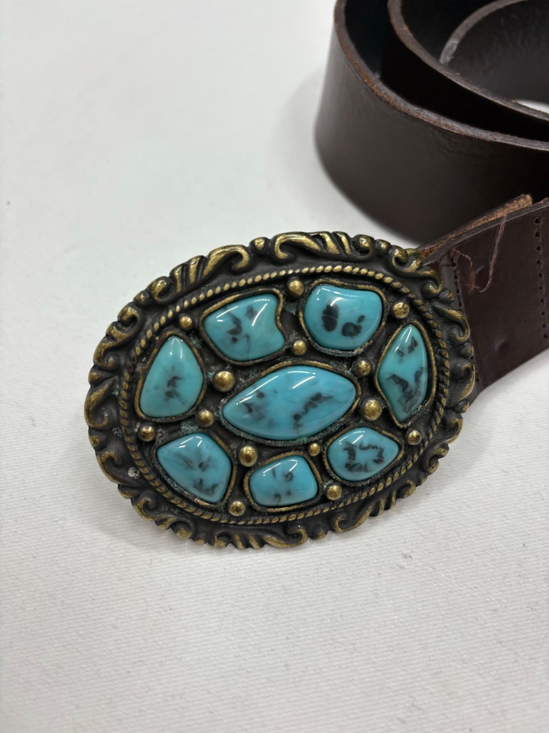 빈티지 웨스턴 콘초 터키석 버클 벨트 상품이미지2