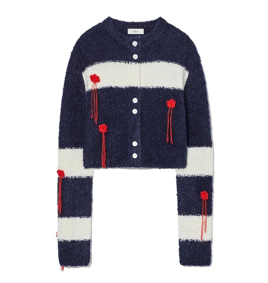 Kijun 코멧 니트 가디건 네이비 오프화이트 상품이미지3