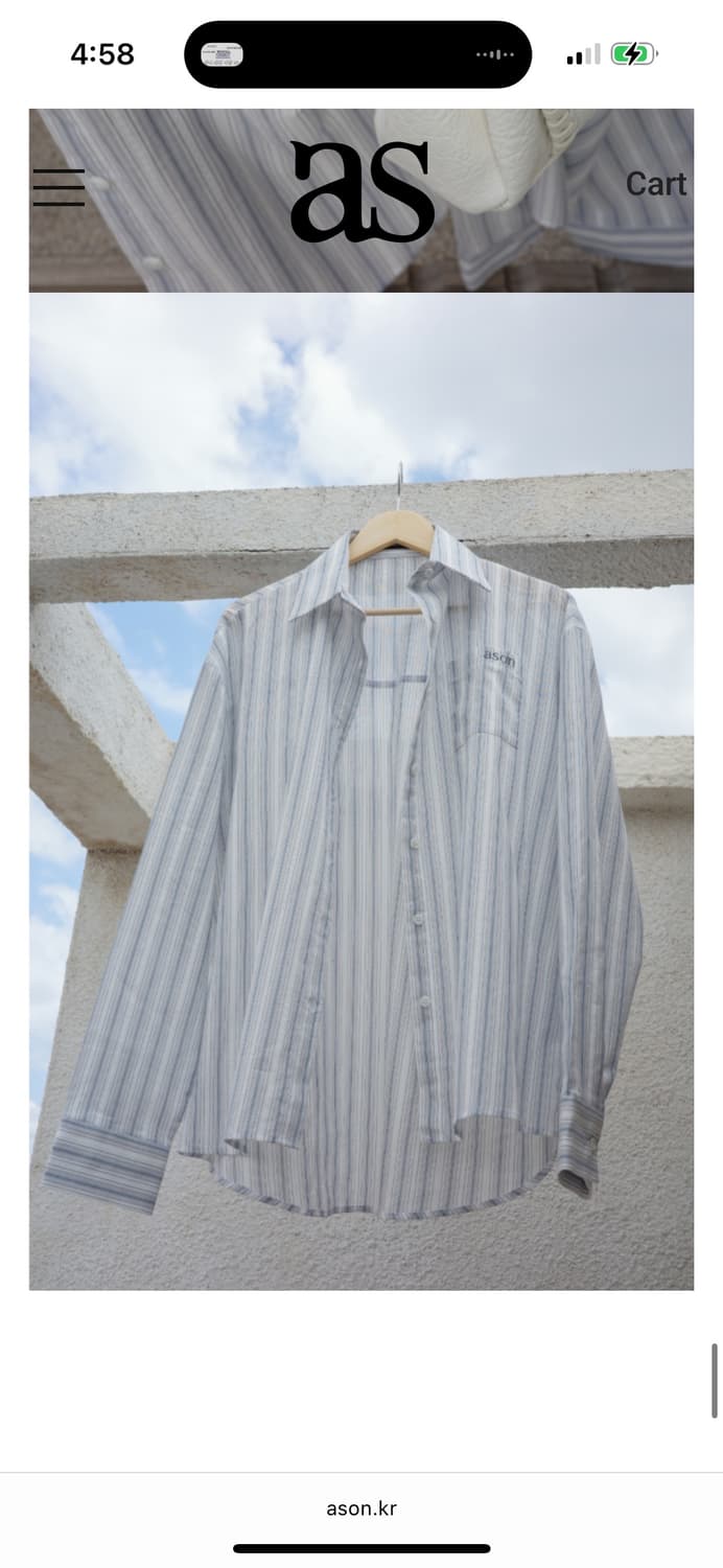 애즈온 셔츠 TROY STRIPE SHIRT / BLUE 상품이미지2