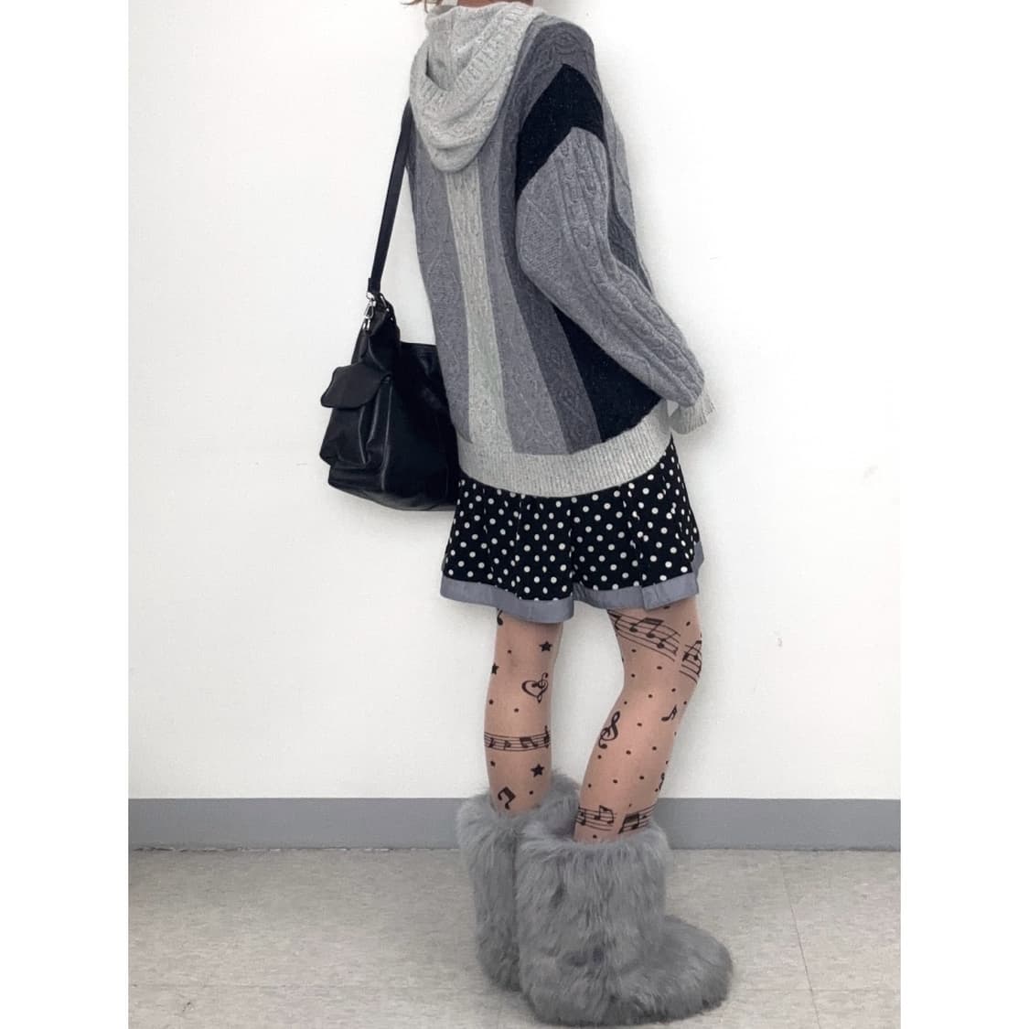 빈티지 그레이 니트 후드집업 상품이미지3