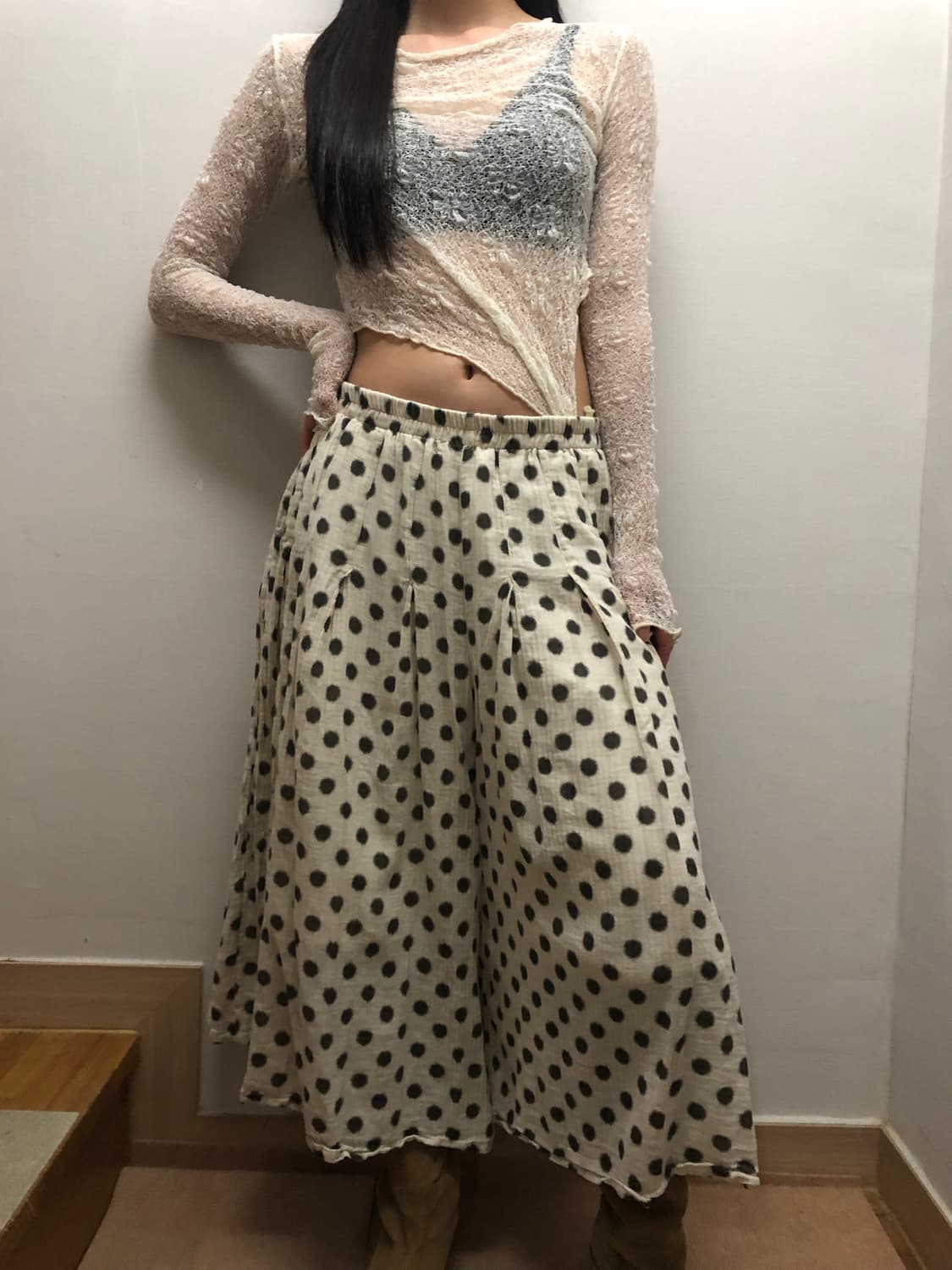 빈티지 화이트 도트 벌룬 팬츠 상품이미지3