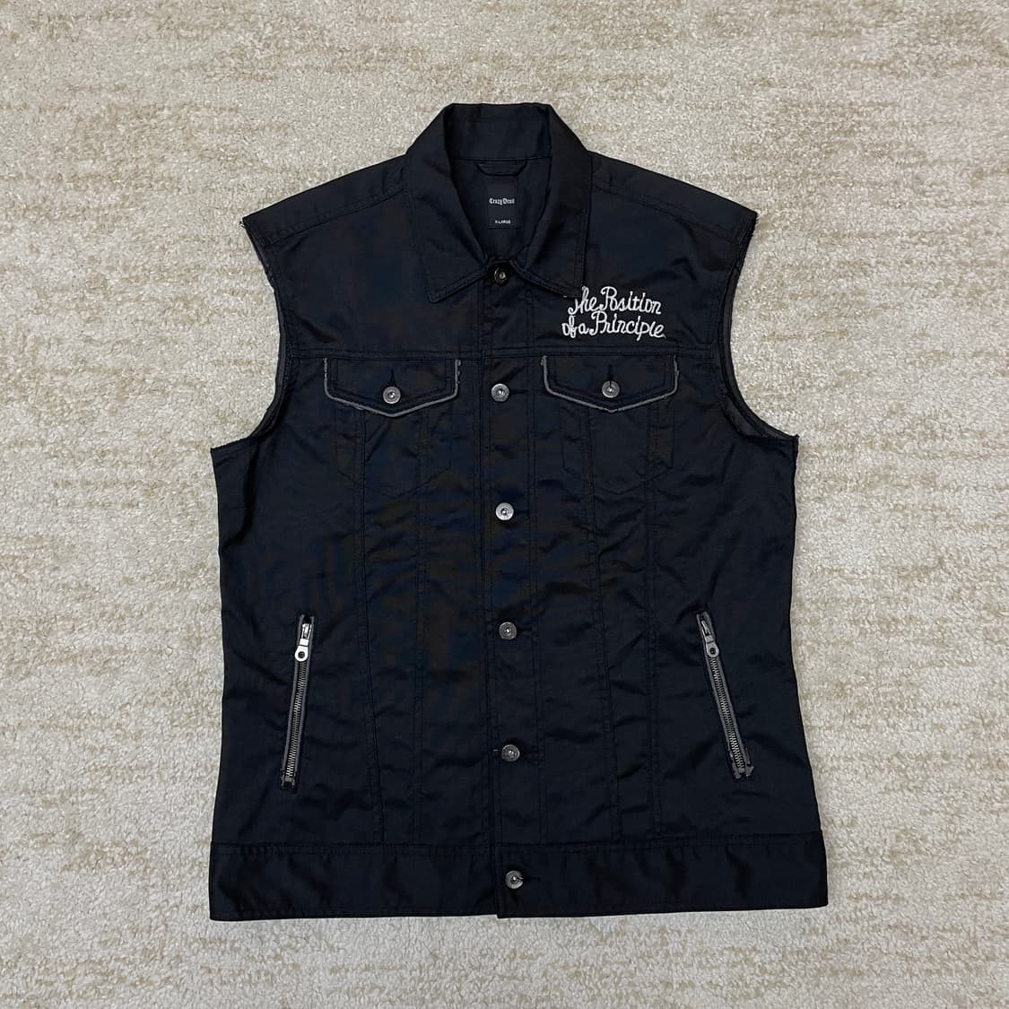 [XL] 크레이지데빌 흑청 데님 블랙 조끼 웨스턴 베스트 상품이미지1