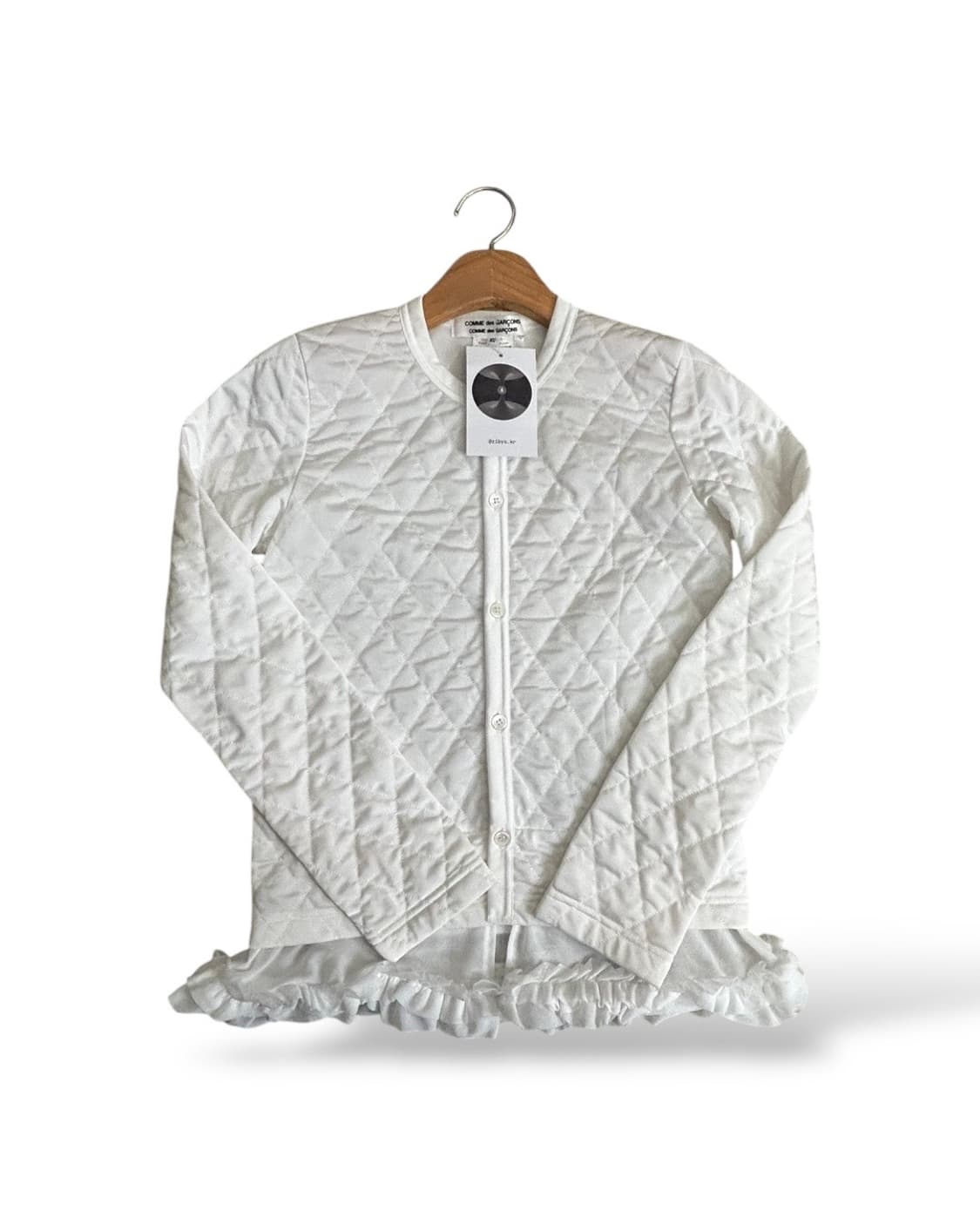 꼼데가르송 퀼팅 레이스 화이트 가디건 상품이미지1