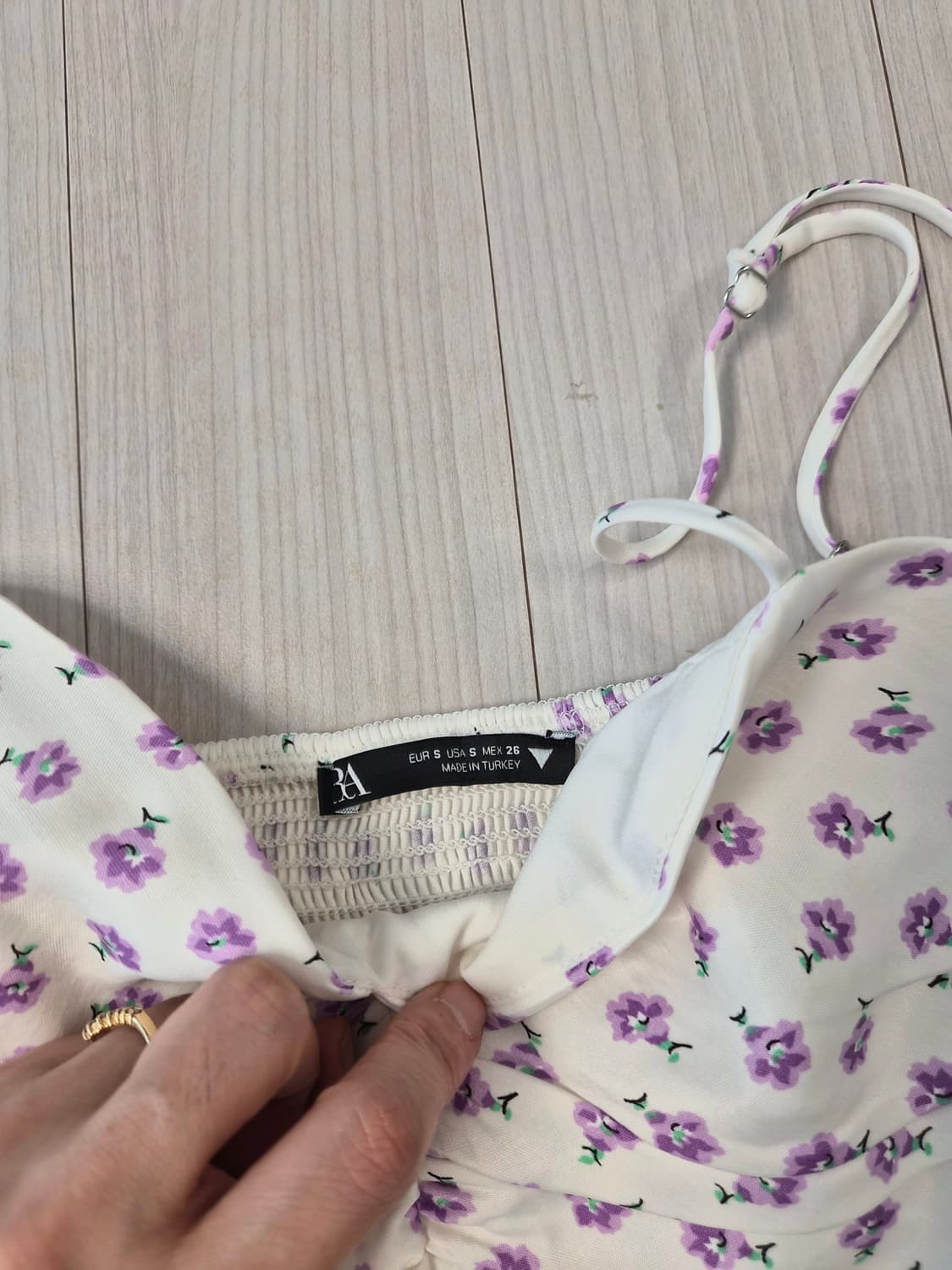 [ZARA] 자라 퍼플 플라워 스모킹 뷔스티에 탑 (S사이즈) 상품이미지3