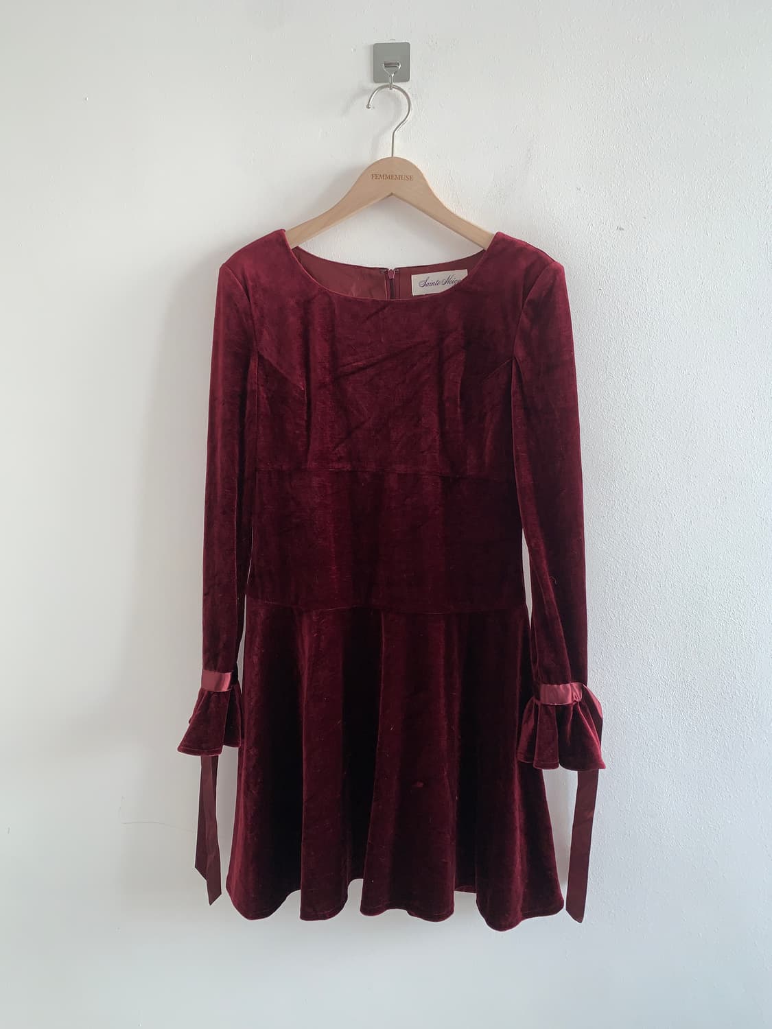 Velvet tie dress 상품이미지1
