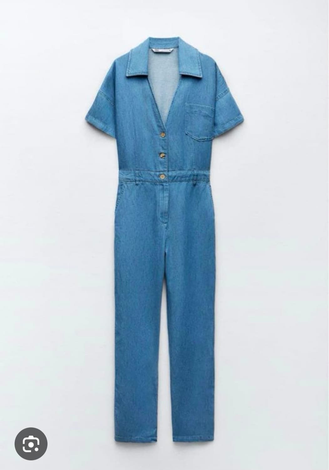 [ZARA] 자라 리넨 블렌드 반팔 점프수트 (데님 블루) 상품이미지1