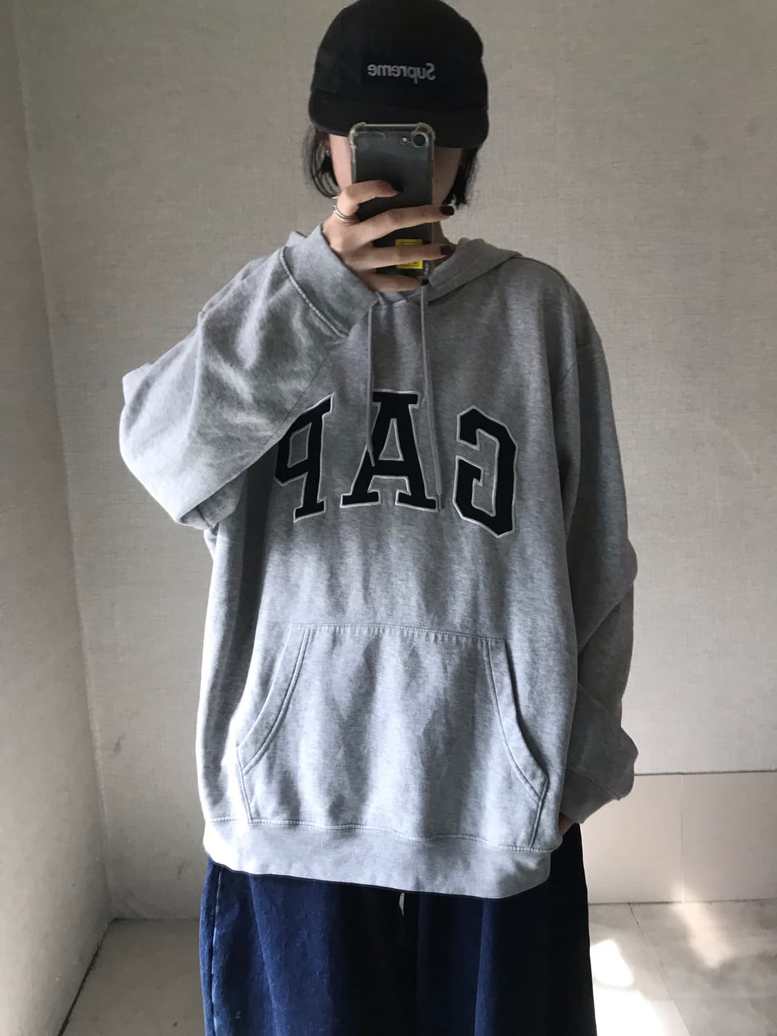 갭 그레이 오버핏 후드티 상품이미지1