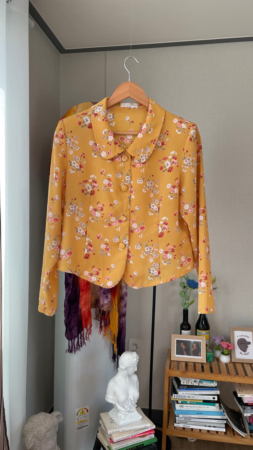머스타드 옐로우 플라워 블라우스 일본 빈티지 상품이미지5