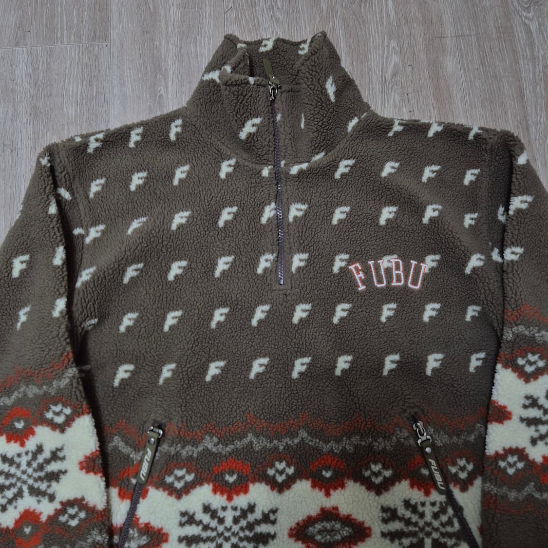 FUBU 푸부 올드스쿨 멀티로고 반집업 아노락 플리스 후리스 S(90) 상품이미지2