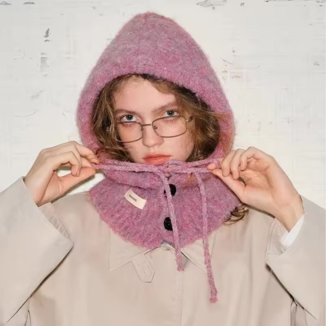 보온 도톰 니트 바라클라바 핑크 상품이미지1