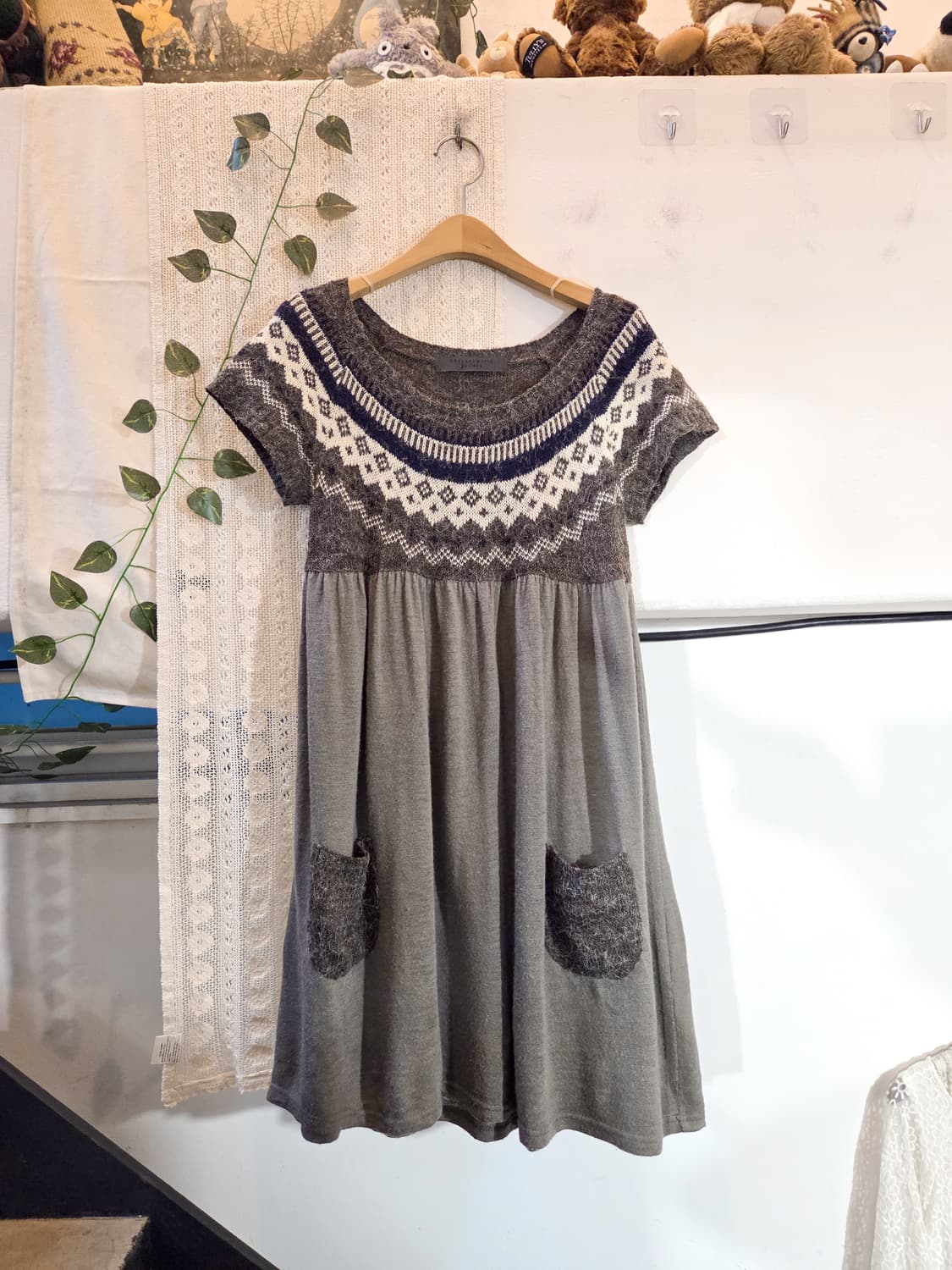 노르딕 반팔 니트 원피스 상품이미지1